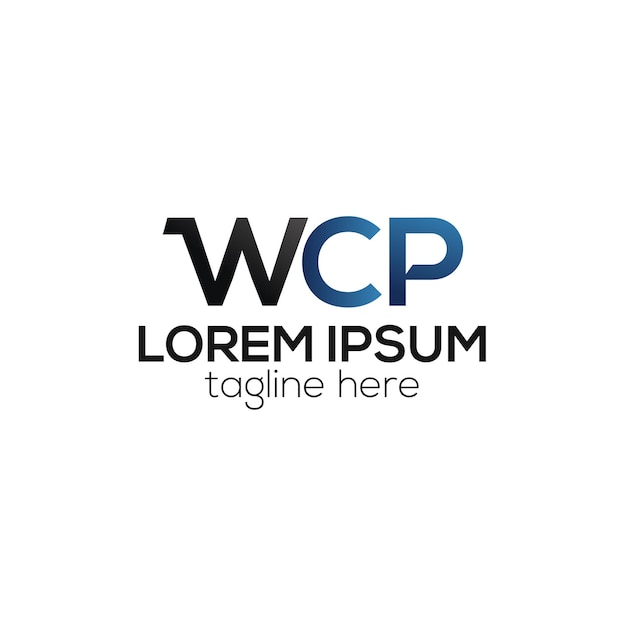 Carta inicial WCP diseño de logotipo de monograma de lujo moderno plantilla vectorial aislada