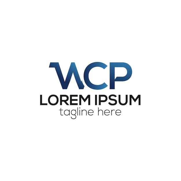 Carta inicial WCP diseño de logotipo de monograma de lujo moderno plantilla vectorial aislada