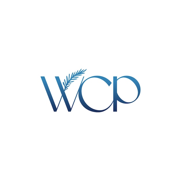 Carta inicial WCP diseño de logotipo de monograma de lujo moderno plantilla vectorial aislada