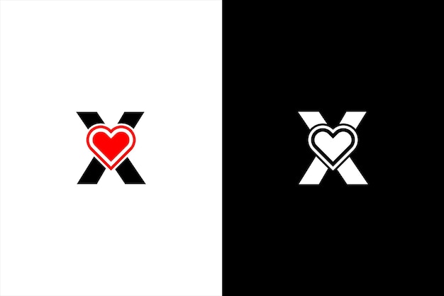 Vector carta inicial x diseño de logotipo de amor carta x logotipos de san valentín vector logotipo moderno diseños de logotipos vector