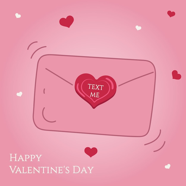 Una carta con la inscripción me envía un mensaje de texto para el Día de San Valentín Genial para postales