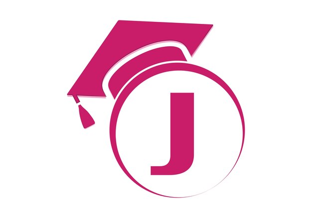 Carta J Educación y graduación Template vectorial de diseño de logotipo