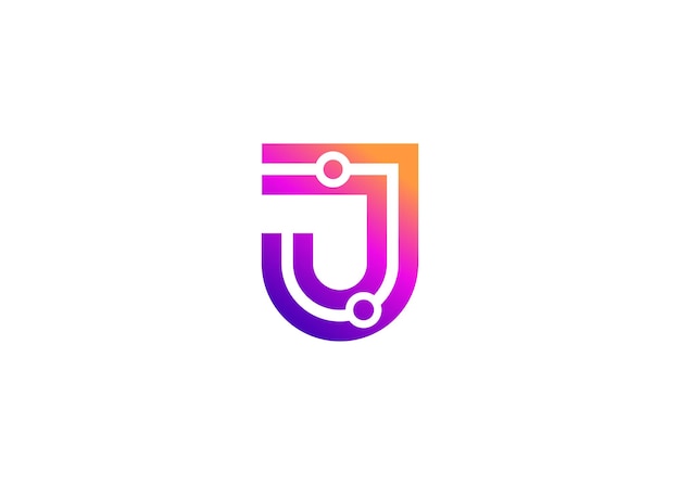 Carta J Tecnología plantilla de diseño de logotipo de monograma vectorial Carta J molécula Ciencia y biotecnología