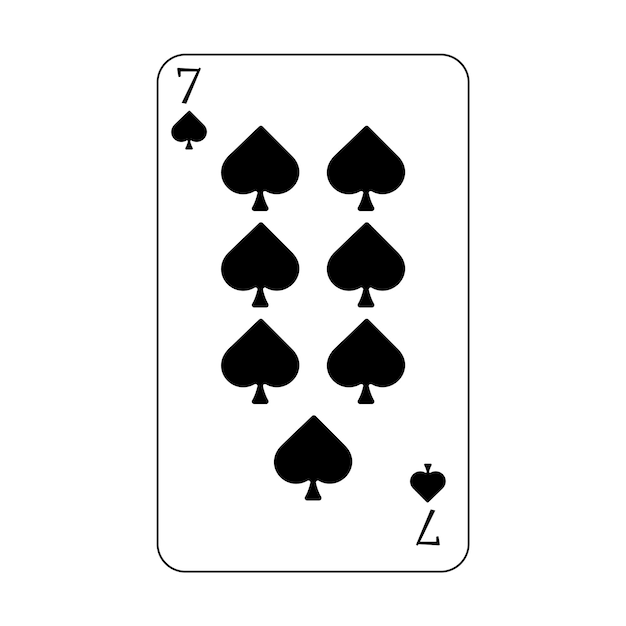 La carta de juego es el número siete de picas negras.