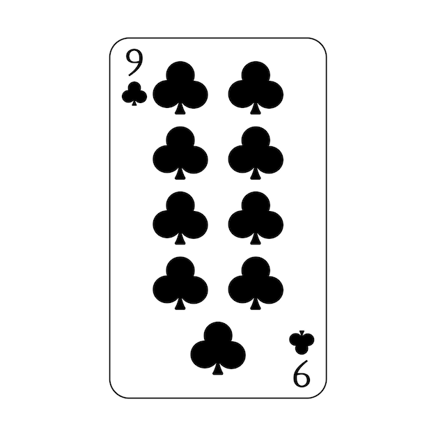 La carta de juego es el palo negro número nueve.