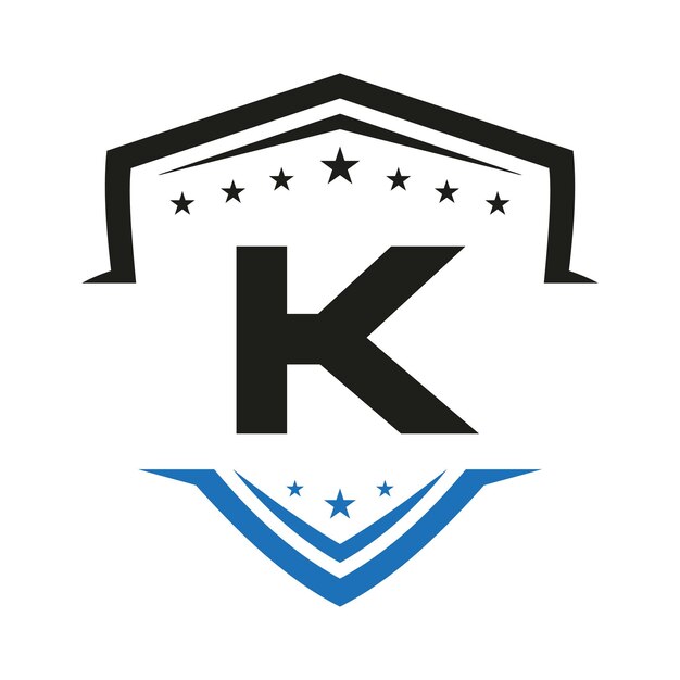 Carta K Escudo automotriz Logo Vector plantilla Símbolo del logotipo de transporte