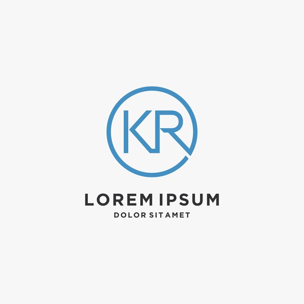 Carta KR círculo línea logotipo simple KR monograma concepto de diseño del símbolo
