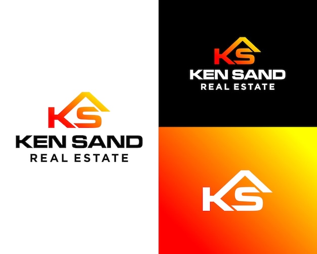 Carta ks monograma en negrita casa propiedad de bienes raíces diseño del logotipo
