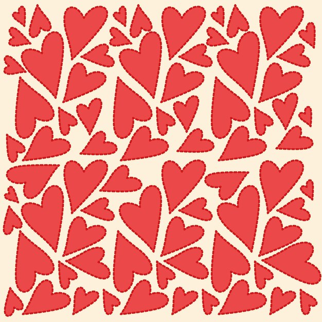 Carta linda con corazones y patrón sin costuras