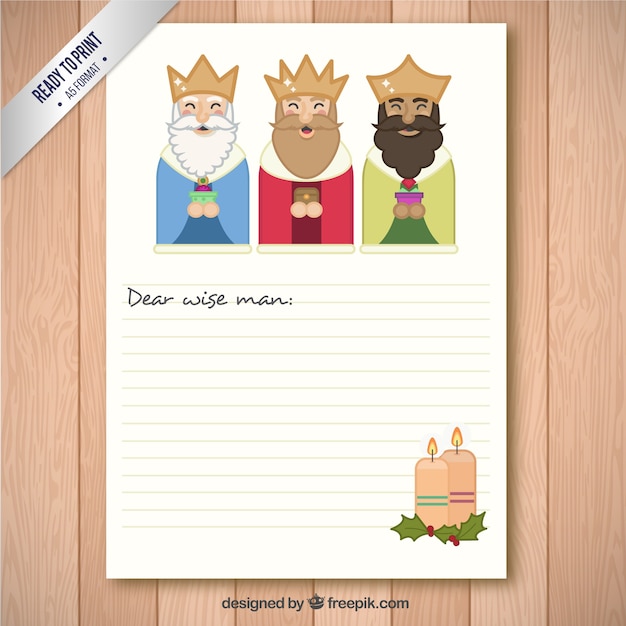 Carta linda a los reyes magos