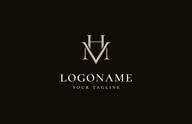 Carta de lujo MH, plantilla de vector de diseño de logotipo HM