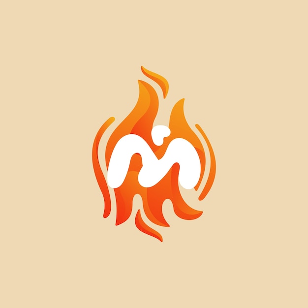 Carta M Fuego Logotipo Quemar Rojo naranja M Logotipo elementos de plantilla de diseño vectorial para su aplicación