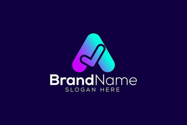 Carta de moda y profesional Una marca de comprobación hecha plantilla vectorial de diseño de logotipo