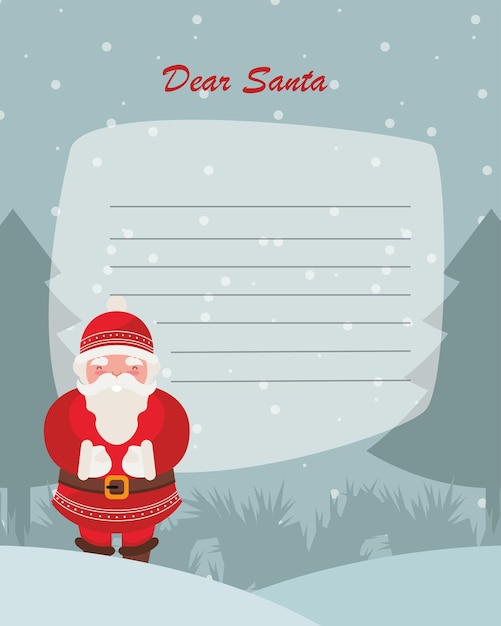 Vector carta de navidad con santa