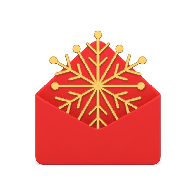 Carta de Navidad sobre rojo con copo de nieve regalo de lujo icono 3D ilustración vectorial realista