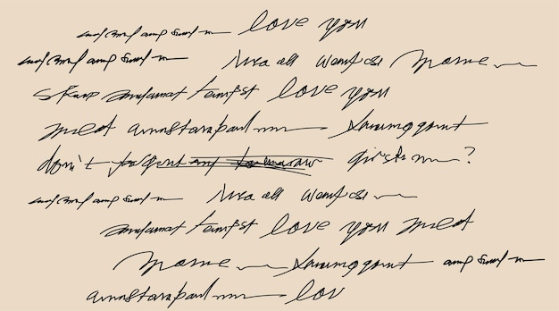 Carta o notas escritas a mano entrada en el diario poema manuscrito con áreas tachadas y palabras