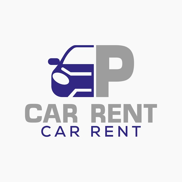 Carta P Diseño de logotipo de alquiler de automóviles plantilla Símbolo del logotipo de automóviles