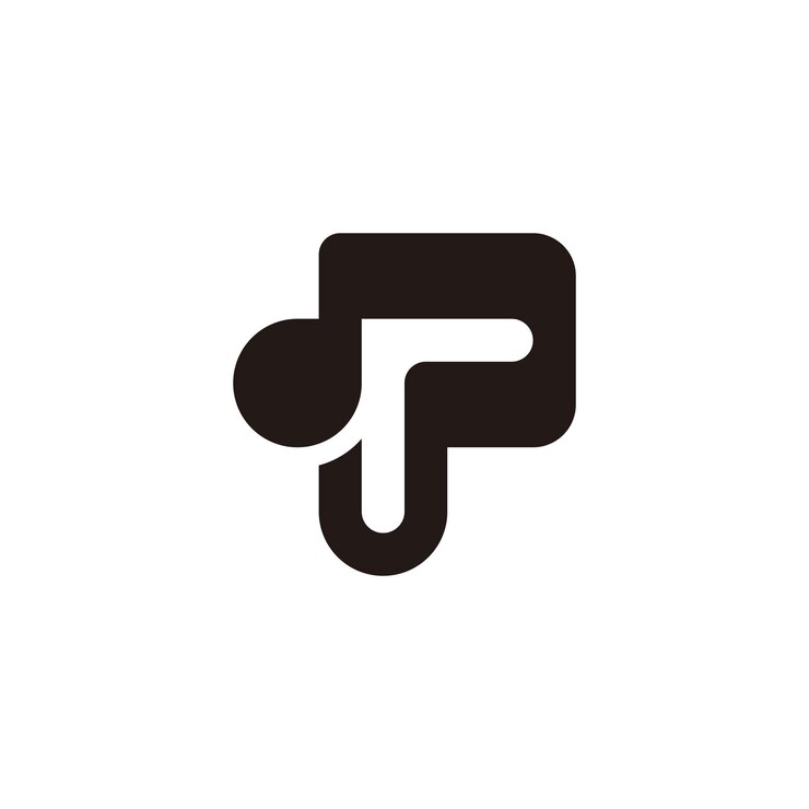 Carta P Logotipo de la música Carta P plantilla inicial del logotipo con el símbolo de la música Industria de la música o el entretenimiento