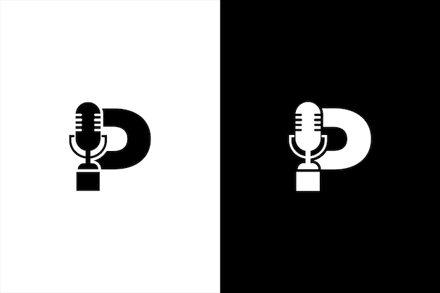 Carta P con el logotipo de podcast P con adecuado para podcasting marca de Internet digital musical
