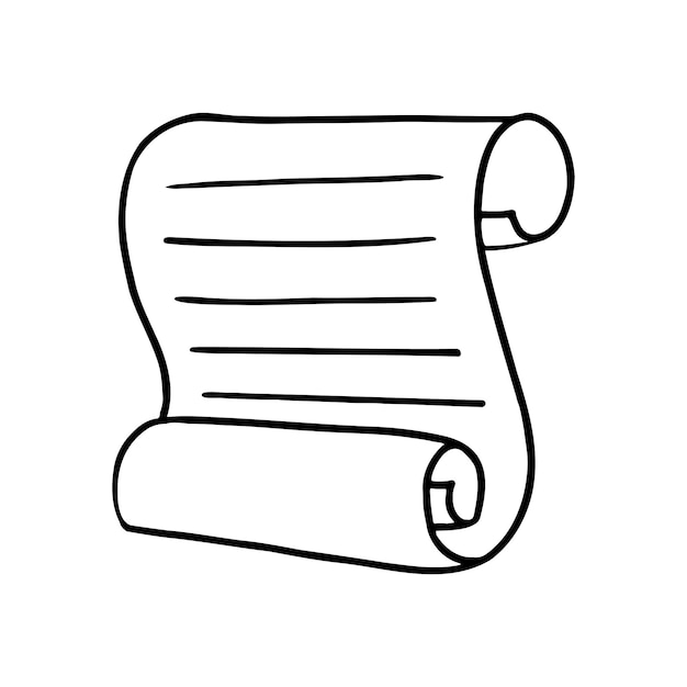 Carta en papel aislado sobre fondo blanco ilustración dibujada a mano por vectores en estilo garabato