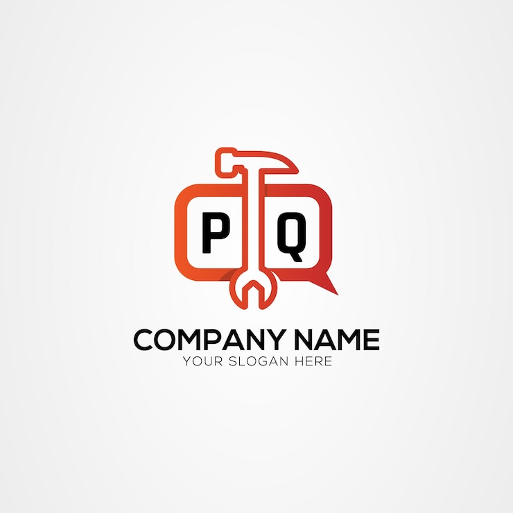 Vector carta pq qp logo creativo con servicios ícono o logotipo de chat ilustración vectorial aislada