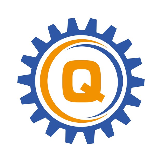 Carta Q Diseño de logotipo de engranaje plantilla Logotipo de engranaje automotriz para identidad comercial e industrial