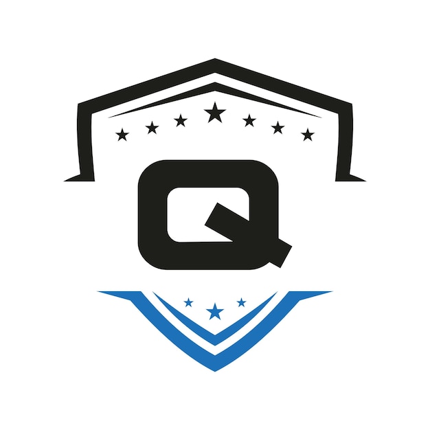 Carta Q Escudo automotriz Logo Vector plantilla Símbolo del logotipo de transporte