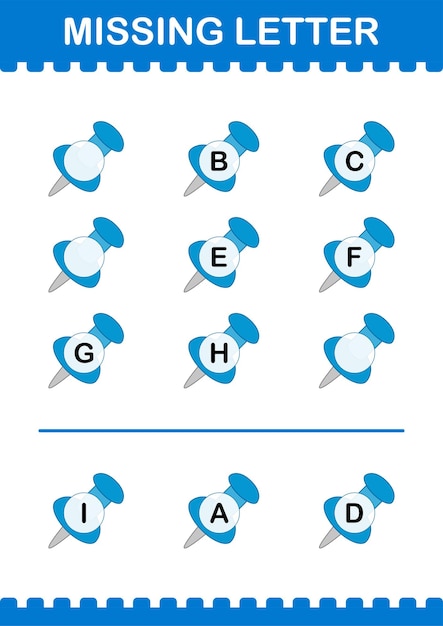 Carta que falta con la hoja de trabajo push pin para niños