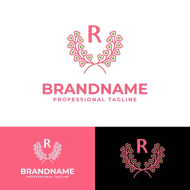 Vector carta r laurel love logotipo adecuado para negocios relacionados con laurel y love con la inicial r