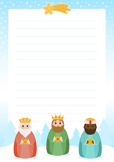 Vector carta de los reyes magos, carta a los reyes magos