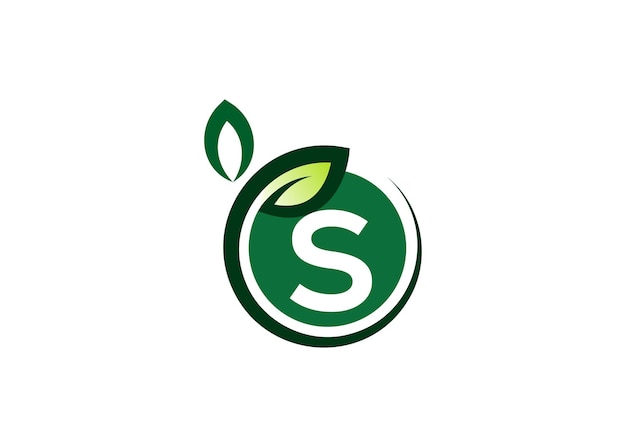 Carta S plantilla vectorial de diseño del logotipo de la hoja verde Carta S Naturaleza Crecimiento Logotipo vectorial de la hoja