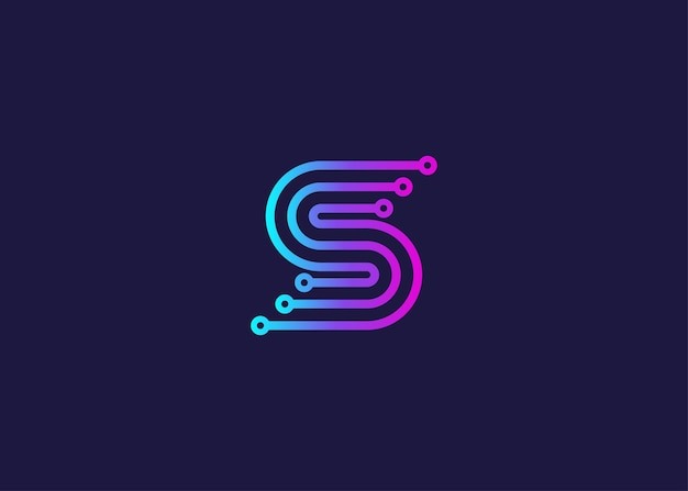 Carta S Tecnología modelo de diseño de logotipo de monograma vectorial Molécula de letra S Ciencia y biotecnología