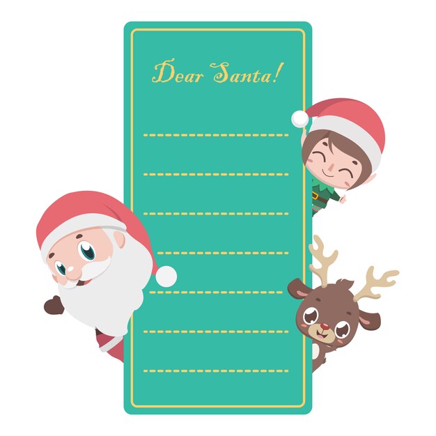 Carta a santa con personajes navideños