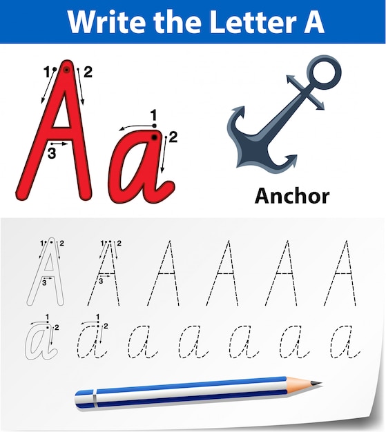 Vector carta y trazando hojas de trabajo del abecedario