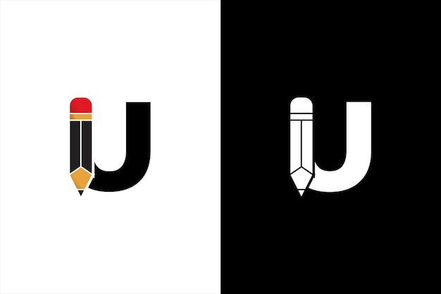 Carta U lápiz Diseño del logotipo Carta U lápiz Icono vectorial Ilustración gráfica Plantilla de fondo