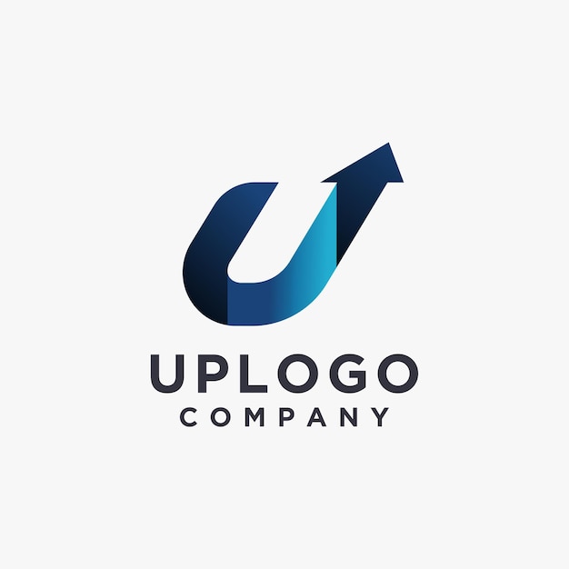 Carta U para Logotipo plantilla vectorial de icono con estilo de piso 3D en fondo blanco