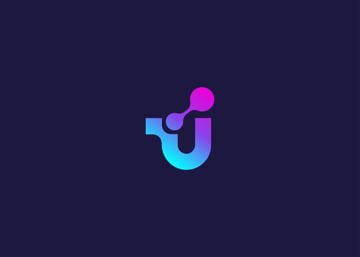 Vector carta u tecnología modelo de diseño de logotipo de monograma vectorial carta u molécula ciencia y biotecnología