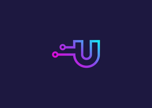 Carta U Tecnología modelo de diseño de logotipo de monograma vectorial Carta U molécula Ciencia y biotecnología