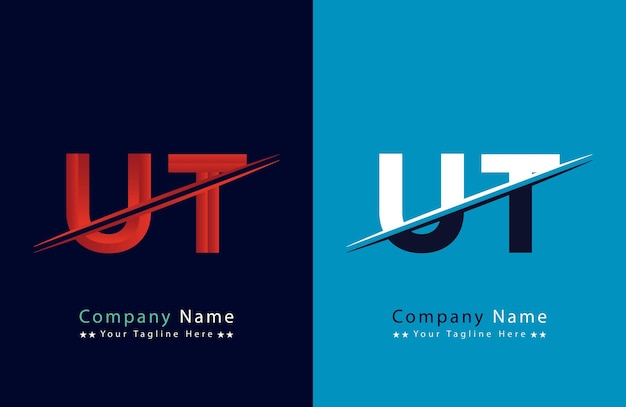 Carta UT logotipo colorido en el círculo Ilustración del logotipo vectorial