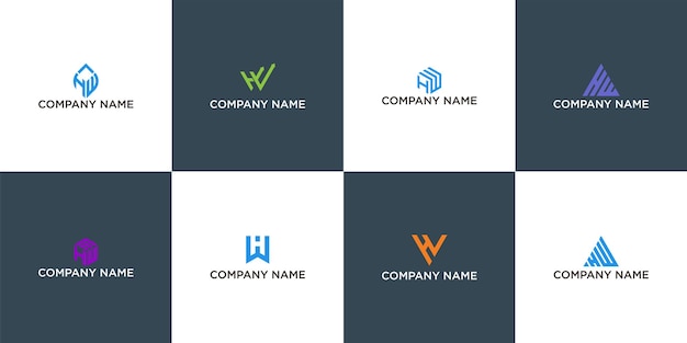 Carta vectorial h hw o wh logos modernos colección de ideas alfabeto logotipo geométrico