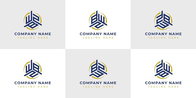 Carta WBZ WBZ BZW BZW ZWB ZBW Conjunto de logotipos de tecnología hexagonal adecuado para cualquier negocio