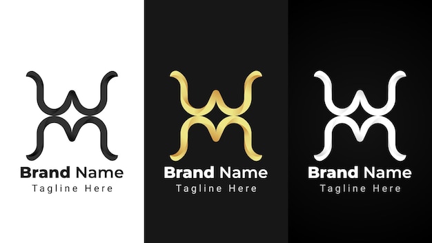 Carta WM Estrella Logo combinación de logotipo de la letra W y M dispuestos que forman espacio negativo de estrella
