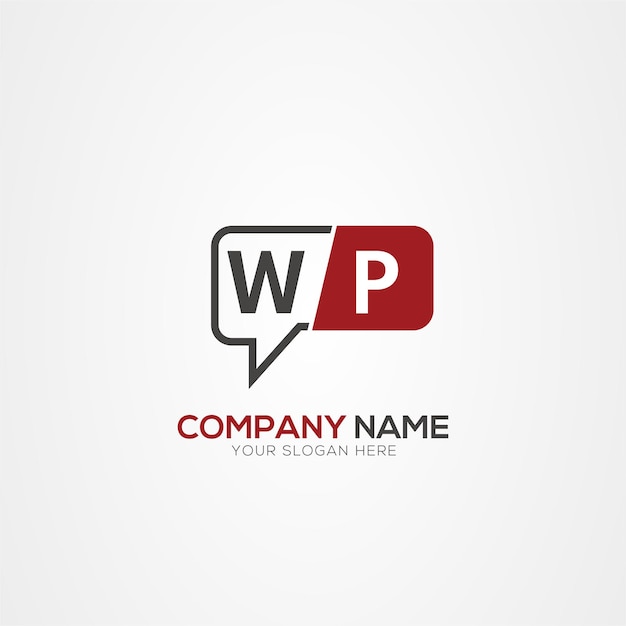 Carta WP PW logotipo tecnológico diseño de chat diseño de robot de comunicación diseño de logotipo vectorial