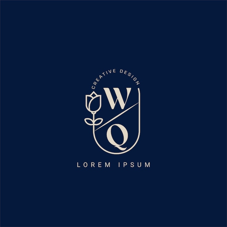 Vector carta wq logotipo creativo qw con concepto floral de belleza vector premium