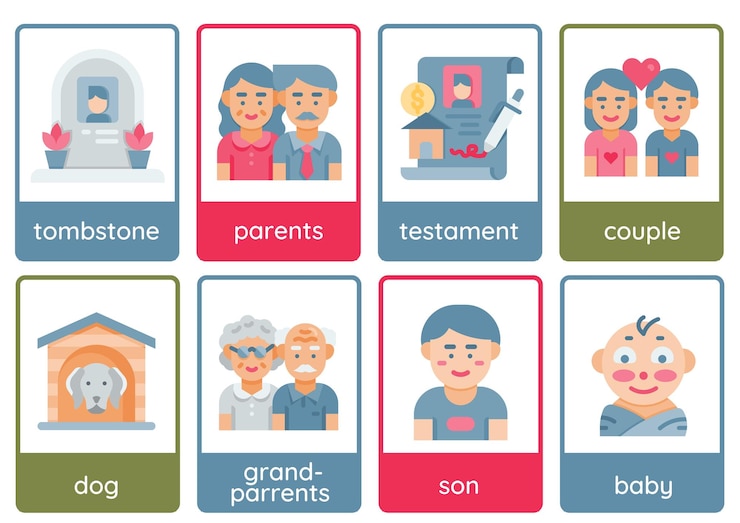 Vector cartas coloridas y divertidas para la familia 2