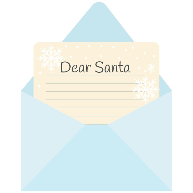 Vector cartas de navidad en sobres abiertos para santa. el mensaje de los niños para santa claus.