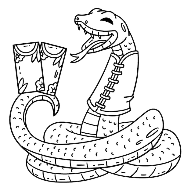 Cartas de la suerte del Año de la Serpiente Coloración aislada