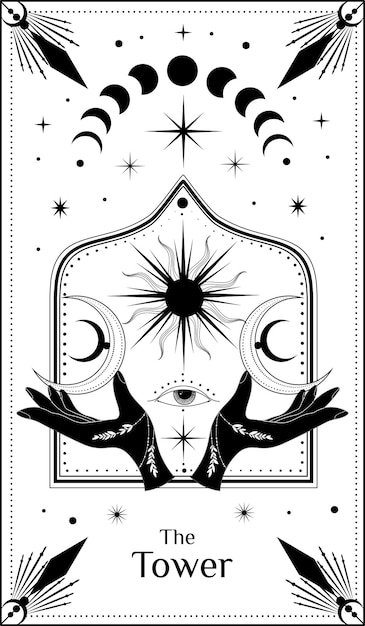 Cartas del tarot adivinación cartel místico ilustración vectorial