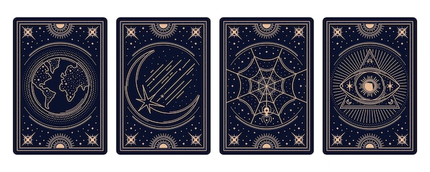 Las cartas del Tarot mágicas ocultas los marcos celestiales esotéricos