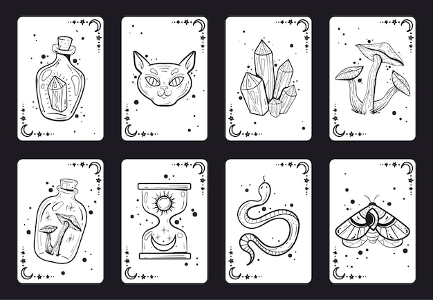 Vector cartas del tarot símbolo de astrología mágica bruja concepto de juego místico